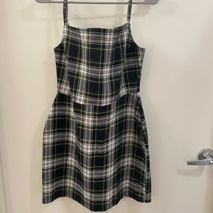 Square neck plaid mini dress